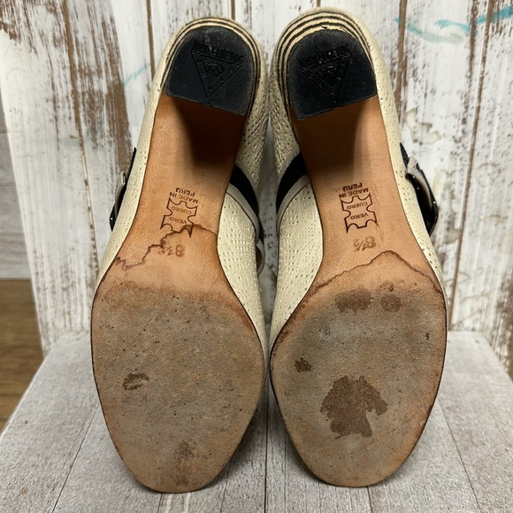 John Fluevog Mary Jane miracles resurrection buckled cream black leather heels - Picture 8 of 10